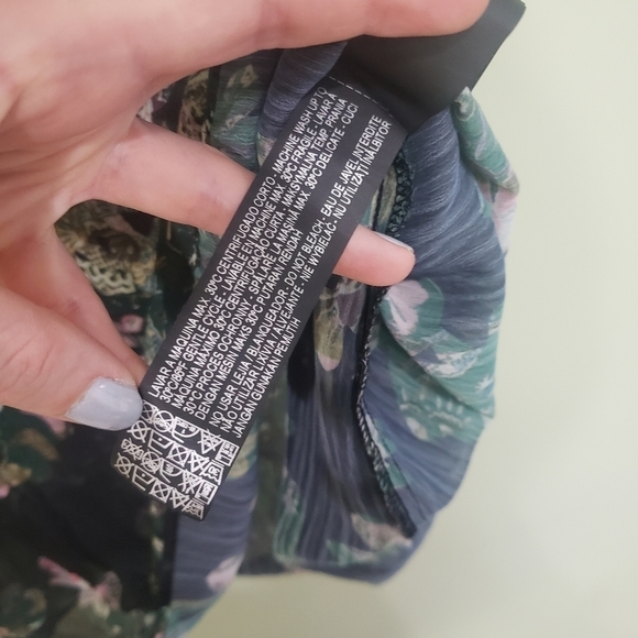 Zara Sheer Black and Green Floral Tunic Size Small - Picture 11 of 13